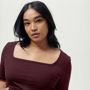 Universal Standard "Black Cherry" Square Neck Top